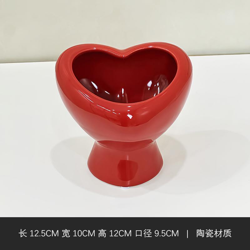European-style Ceramic Heart-shaped Vase Creative Hydroponic Simulation Flower Arrangement Container for Room Heart-shaped Vase