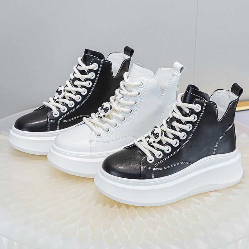 Leather thick-soled heightening women's autumn new versatile breathable sports and leisure women's shoes