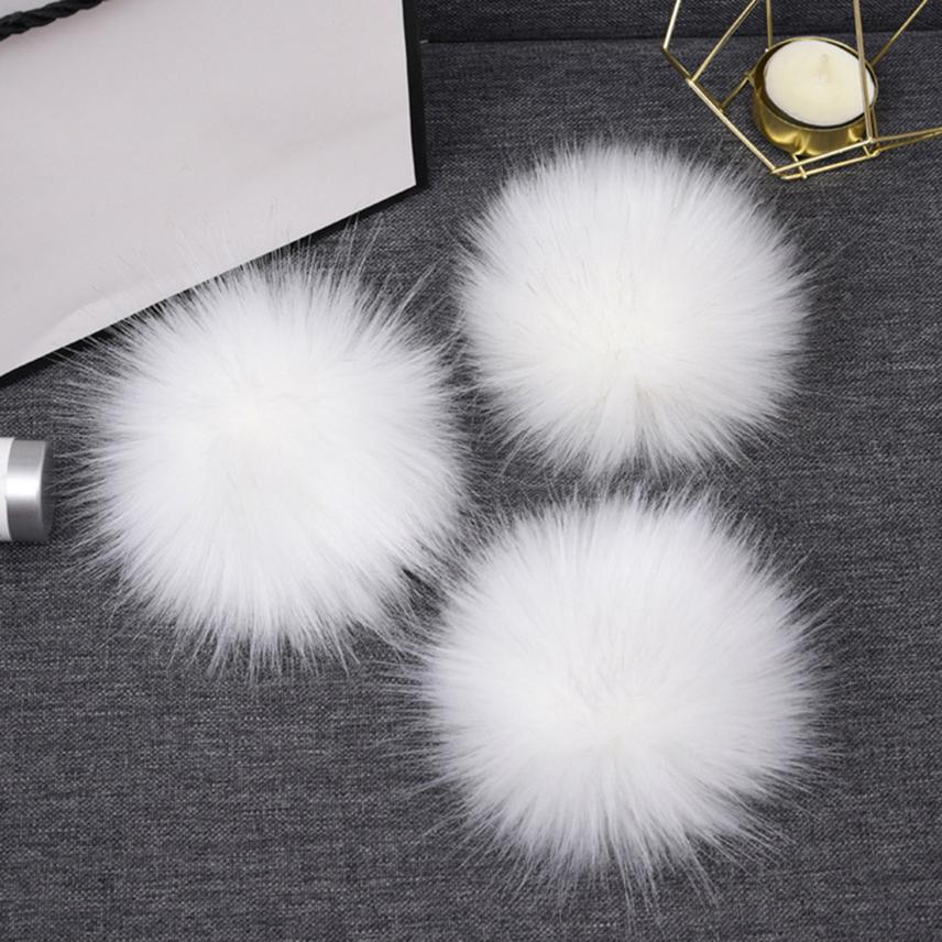 1PC Faux Fur Pompom Hat Ball Hairball DIY Handmade Pom Poms for Handcraft Colorful False Pompon With Rubber Band Hat Accessories
