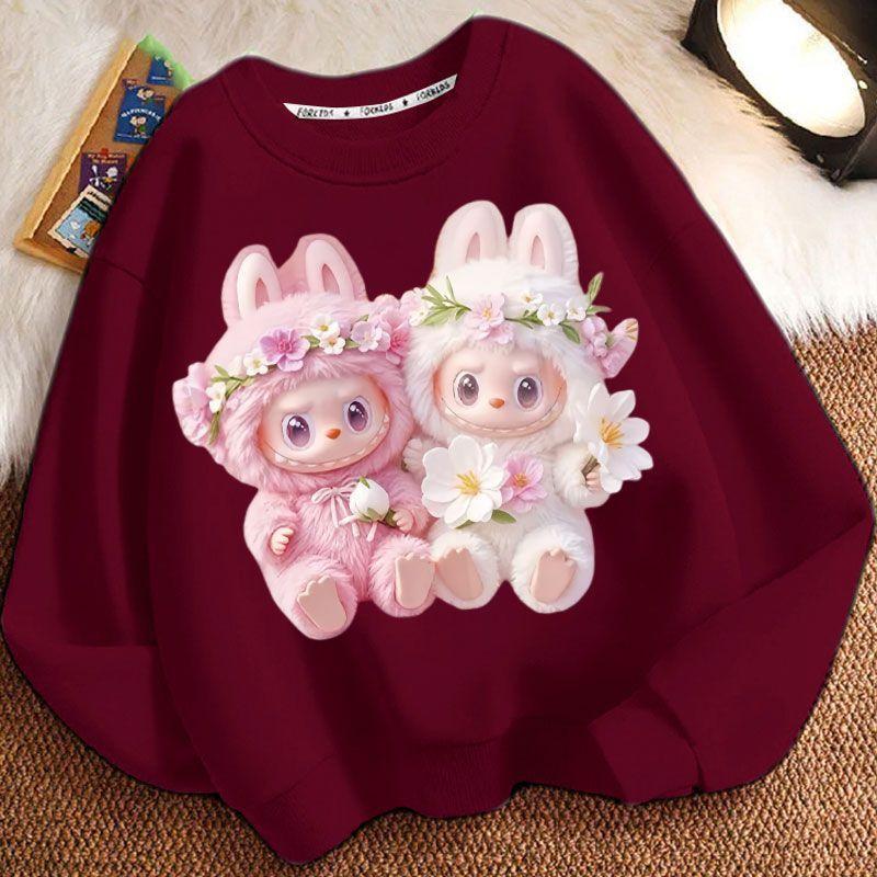 Spring and Autumn Boys' and Girls'  Fashionable Round-neck Hoodie, Children's Long-sleeved Loose Hoodie Jacket