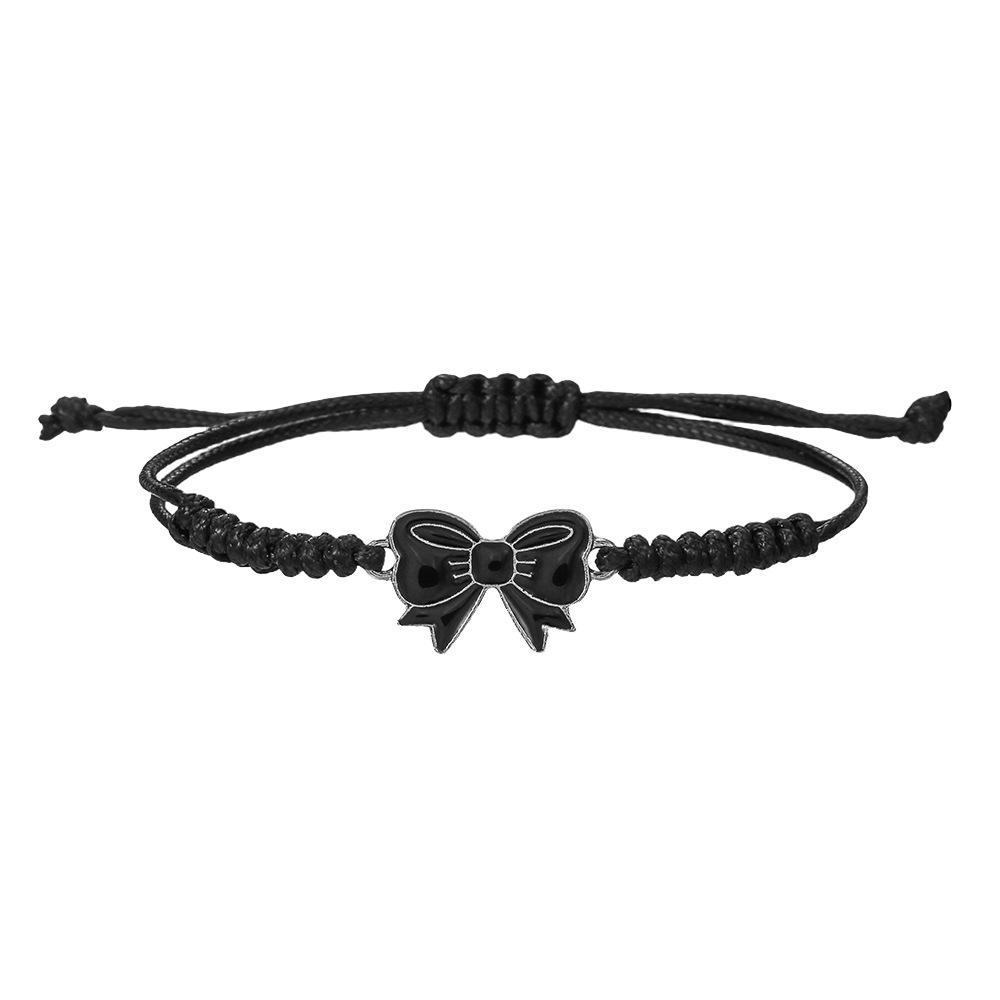 Popular hand-woven colored hand rope, alloy drip bow accessories, girlfriend friendship bracelet