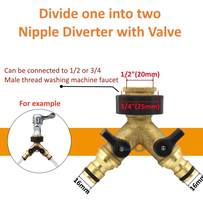 

1pcs Brass Body Backyard 2 Way 4Way Y Valve Garden Hose Connector Splitter Adapter for Garden Irrigation American Thread 1/2