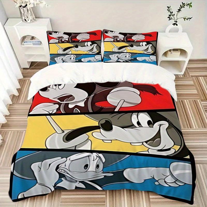 3pcs Mickey, Donald Duck Printed Bedding Set, Breathable And Soft, Machine Washable, Christmas Gift, Suitable for Bedroom Decoration, 085