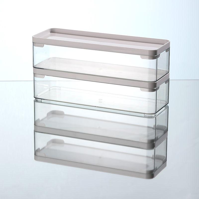 Transparent Mirrored Cabinet Drawer: Slim Storage Box for Cosmetics, Lipstick, Toiletries, Stationery, and Brushes with Lid
