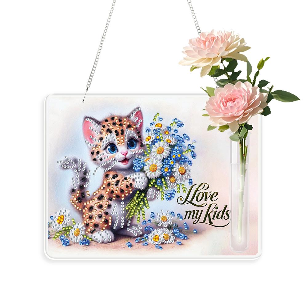 2D/Flache Acryl Wanddeko Vase Diamant Malerei Set Diamant Malerei Hängeornament Fensterhängekunst für Heimdeko