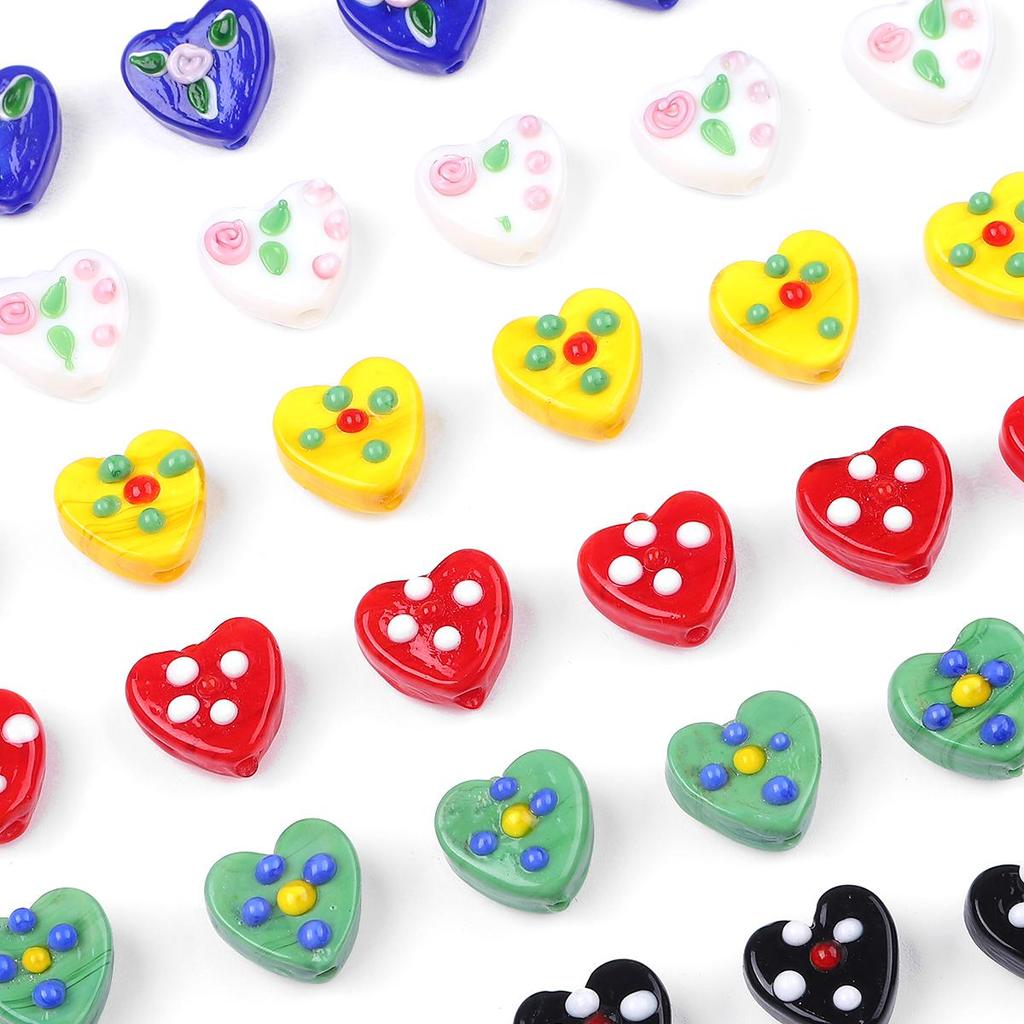 Hand Fired Love with Colored Glass Beads for DIY Jewelry Craft 1 Pc