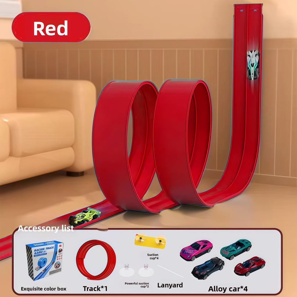4Meters Flexible Race Track Children Toys DIY Double-track Racing Car Ramp Track Compatible 1/64th Cars Portable Rolls Up Race Tracks