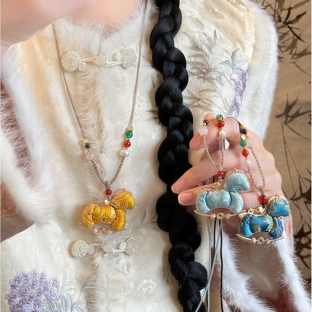 Brocade New Chinese Style Necklace Hanging Rope Horse Face Skirt Accessory  Women