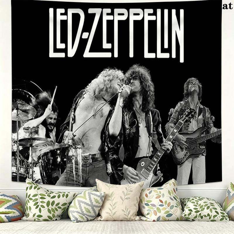 Led Zeppelin Wall Tapestry Aesthetic Wall Hanging Printed Fabric Blanket Decorative Tapestries for Bedroom Living Room Home Decor