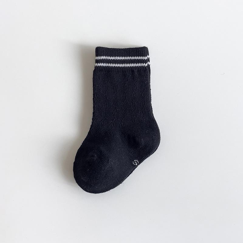 Unisex Infant Mesh Cotton Mid-Calf Socks (0-3 Years, Black/White)