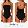 Women One Piece Swimsuit Black Sleeveless Bikini Swimwear With Contrast Trim Wide Straps For Adult Beach Pool Swimming Water Sports