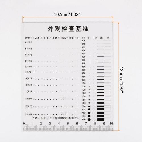 uxcell High-Precision SEC Size Estimation Chart, 10cm 0.2mm Transparency Defect Detection Film Ruler for Diameter, Area, and Line Width Defect Measure