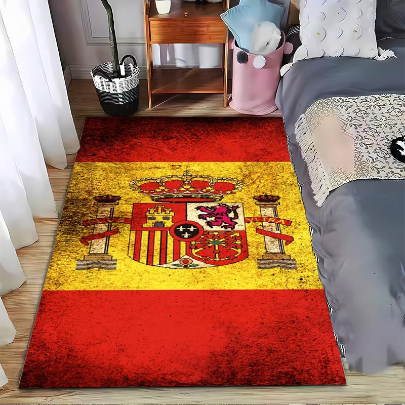 Spain Flag Designed Floor Mat, Suitable As a Non-slip Mat for the Living Room or Bedroom Sofa