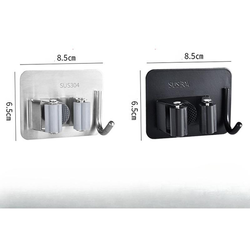 304 Stainless Steel Mop Holder Hook Wall Mounted Mop Organizer Rack Brush Broom Mop Hanger Kitchen Bathroom Storage Strong Hook