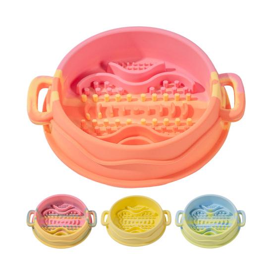 Pet Slow Feeder Bowl Silicone Dog Slow Eating Bowl with Double Handles Non-Slip Pet Feeding Dish with Suction Cups for Large Small Dogs Cats