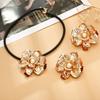 Personalized exaggerated metal three-dimensional pleated large flower necklace earrings retro flower jewelry set