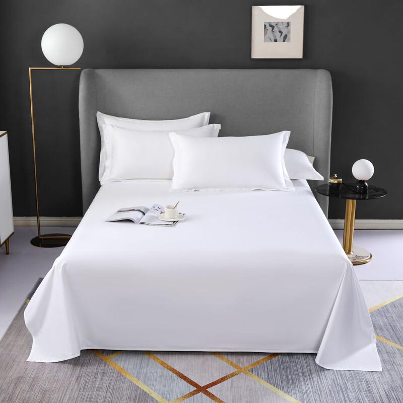 Faunen Hotel Collection Pure White Cotton Bedsheet Flat Sheet for 1.8m Bed