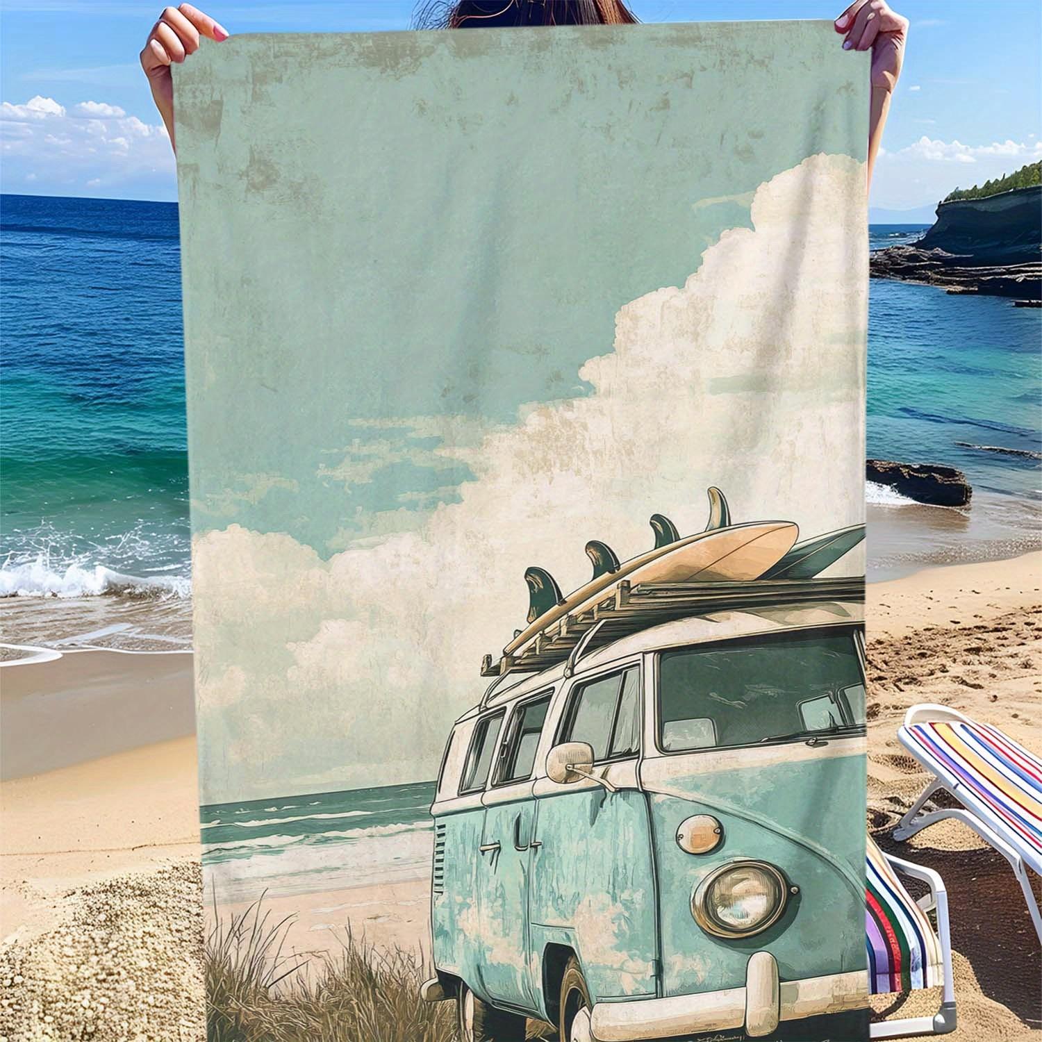 Jmg Household Supplies 1Pc Sdoo Beach Bus Print Microfiber Beach Towel - Soft Lightweight Quick-Dry For Swimming, Surfing, Yoga, Camping Bath Towel