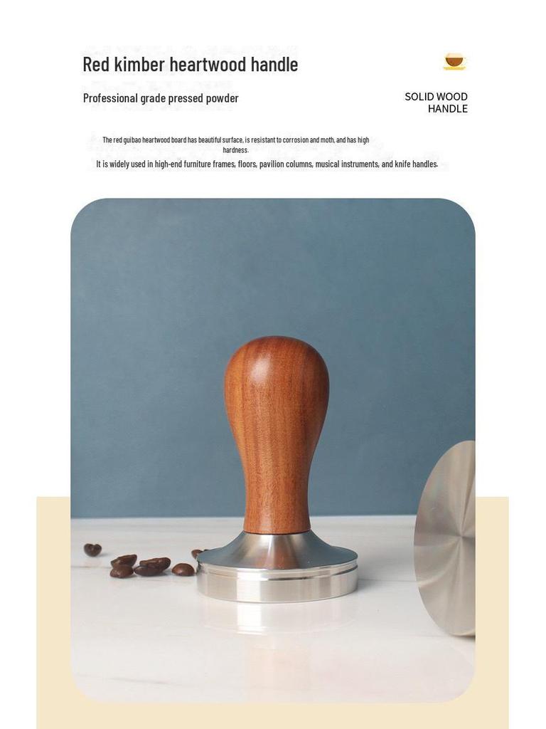 304 Edelstahl Kaffeetamper, Rot Guibao, Solider flacher Boden, Gewindet, 51/58mm