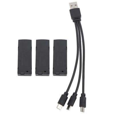 3 STÜCK 3,7V 2600mAh RC Drohne Lithium-Batterie mit 3 in 1 Ladekabel Mini Faltbare Drohnenbatterie