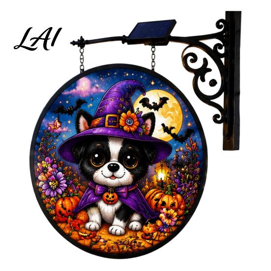 Waterproof Yard Sign Solar Halloween LED Hanging Light Outdoor Lighted Festive Path Lights Decor for Porch Garden Halloweens Party Wall Ornament