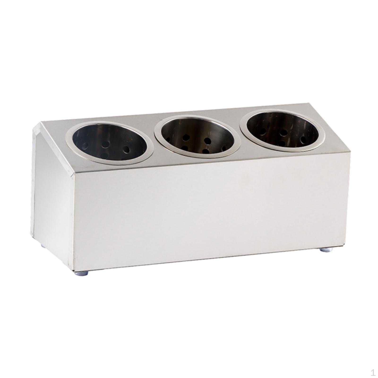 Cutlery Utensil Organizer, Stainless Steel Kitchen Supplies, Holder Flatware 3 Grid