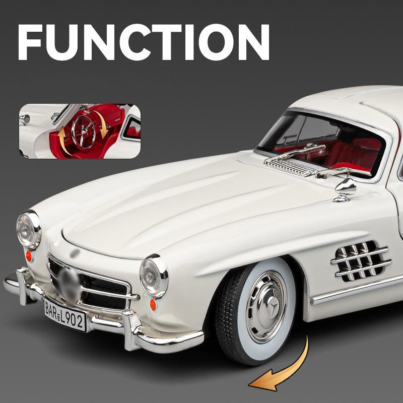 1:24 Mercedes-Benz 300SL Classic Car Alloy Car Model Sound and Light Pull Back Children's Toy Collectibles Birthday Gift