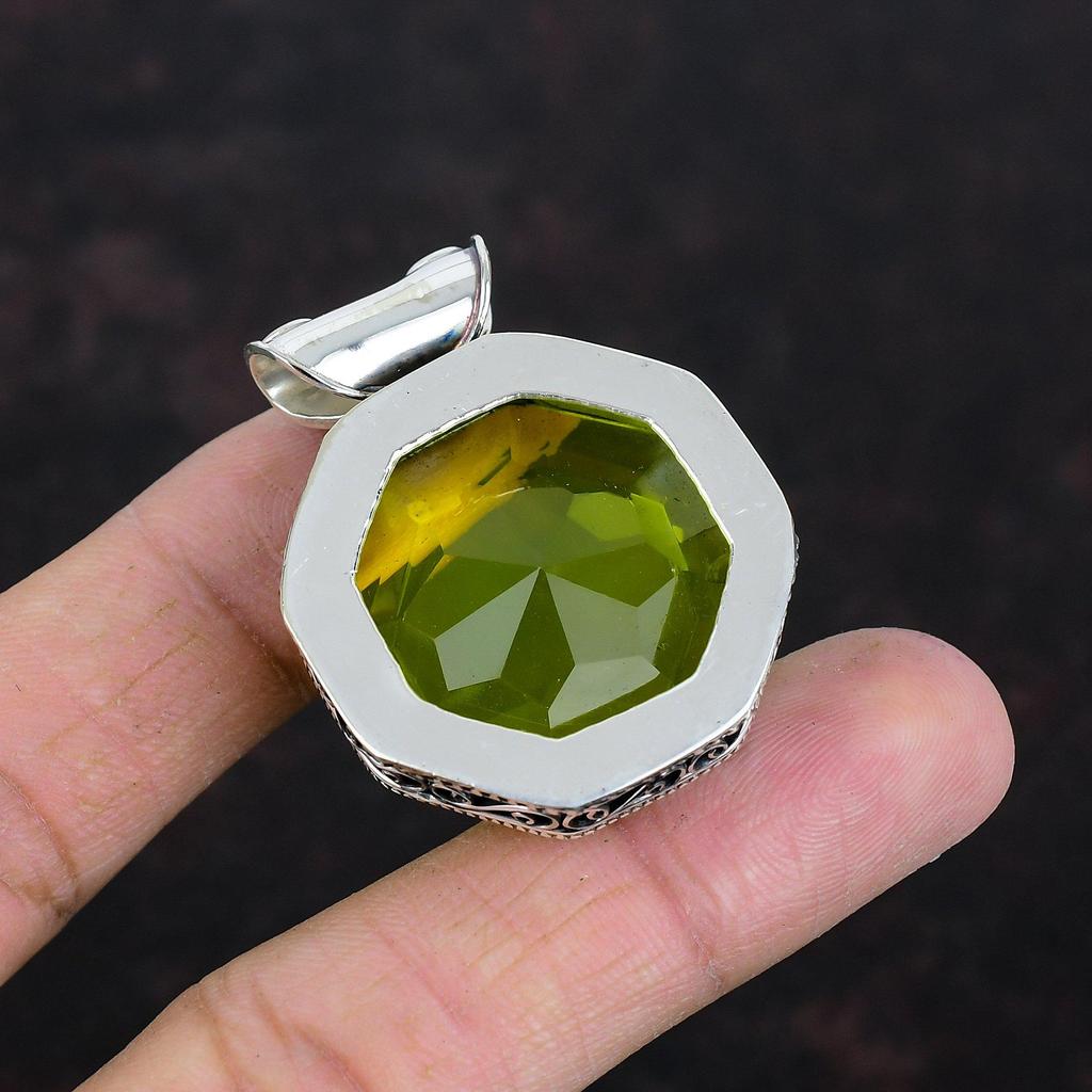 Faceted Lemon Topaz Pendant Handmade Gemstone Pendant 925 Sterling Silver Pendant Lemon Topaz Jewelry Dainty Vintage Pendant Gifts For Women