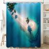 3D Printed Beach Shower Curtain Waterproof Fabric for Bathroom Decor Ocean Blue Tropics with Palm Trees, Size180 X 200 Cm (70x79