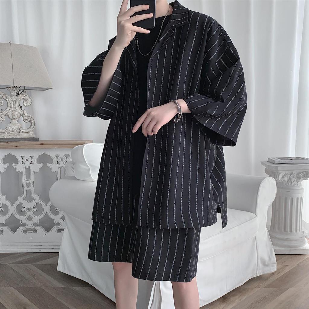 Summer Men Tracksuit Jacket Shorts 2 Pcs Set Summer Male Sports Suit Lightweigh Suit Plus Size