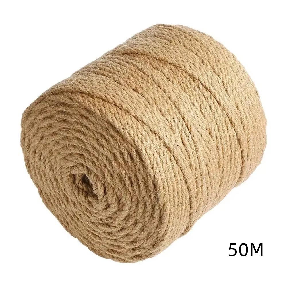 Natural Unbleached Jute Rope 50/80/100m Twine 1-2mm for Crafts Gift Wrapping Garden Tying Home Decor Wedding & Party Decoration