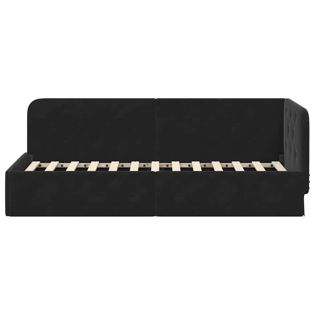 Corner Bed Frame Black 80 x 200 cm Velvet