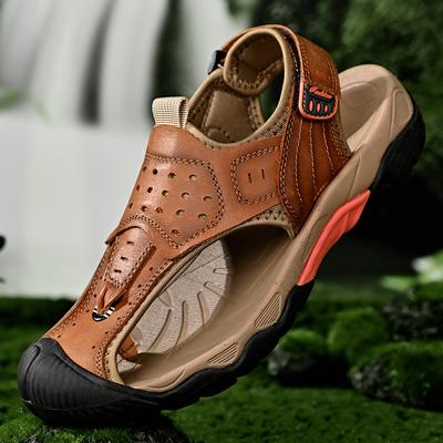 Mode Hohe Qualität Mode Lässig Leder Herren Sandalen Flach Designer Rutschfest Sommer Strand Sandalen Atmungsaktiv Weiche Sohle Laufschuh