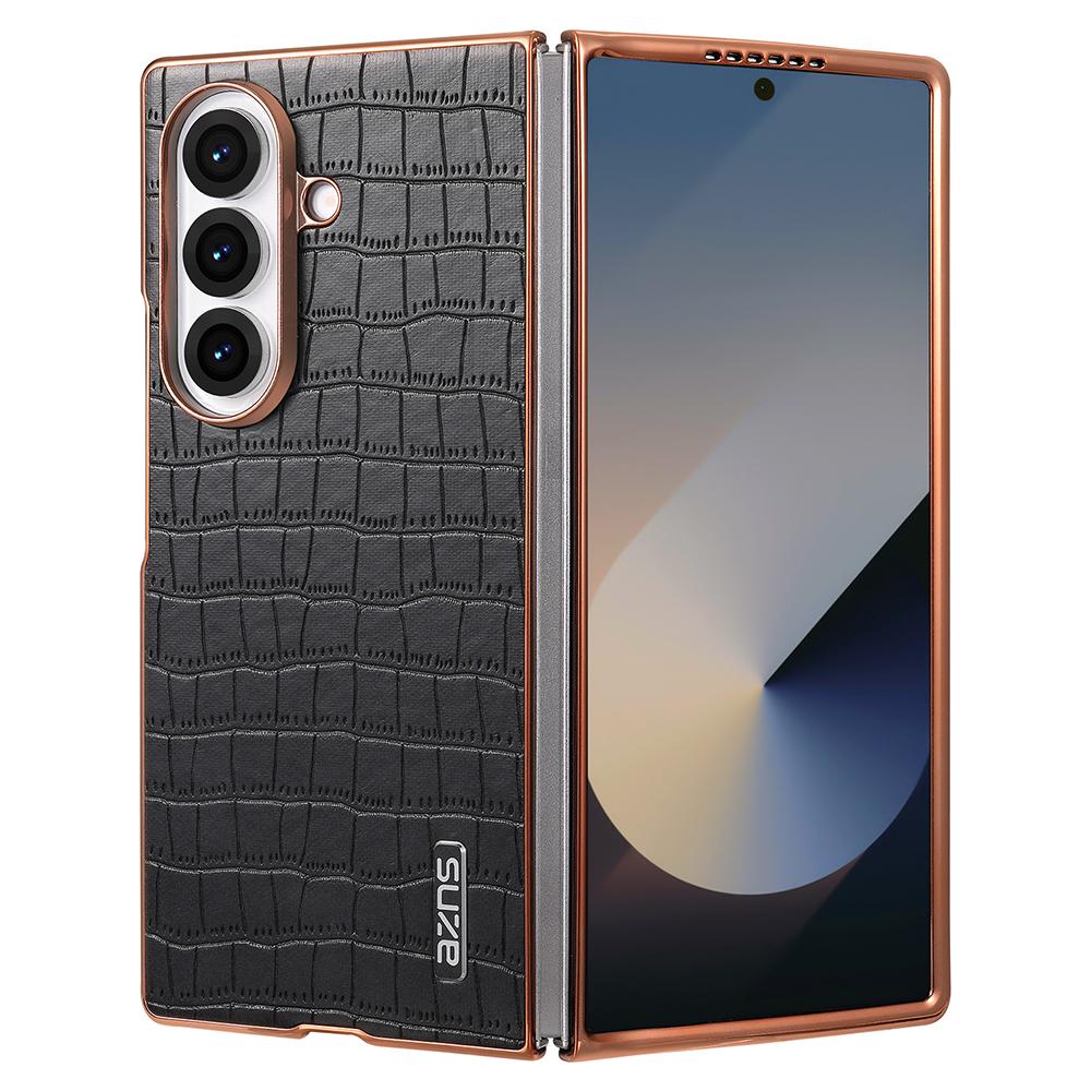 AZNS For Samsung Galaxy Z Fold7 5G Case Electroplating Crocodile Texture PU+PC Phone Cover