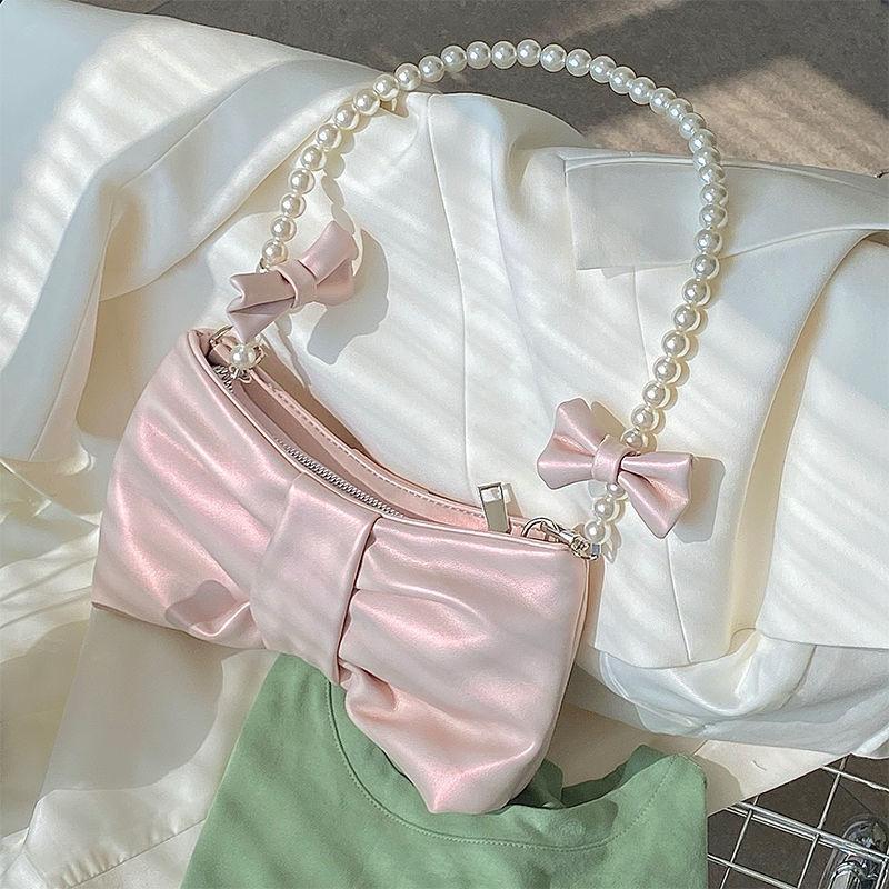 Pearl Bow Armpit Women's Bag Small Fresh Fairy Bag Korean Version Single Shoulder Carrying Crossbody Bag
