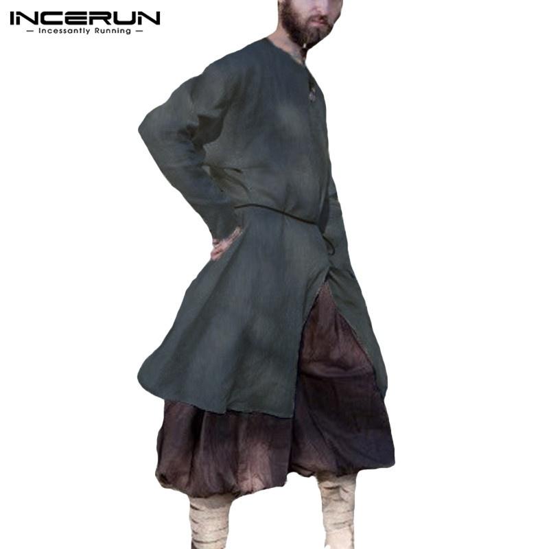 Herren Mode Retro Baumwolle Langarm Bühne Tunika Top Shirt Kostüm Hemd Oberteile Herren Mode Retro Baumwolle Langarm Bühne Tunika Top Shirt Kostüm Hemd Oberteile