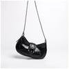 Women  Fashion Shoulder Bags Black PU Leather Underarm Bags Ladies High Quality Handbags Hot Girls Armpit Bags Wallet Purse