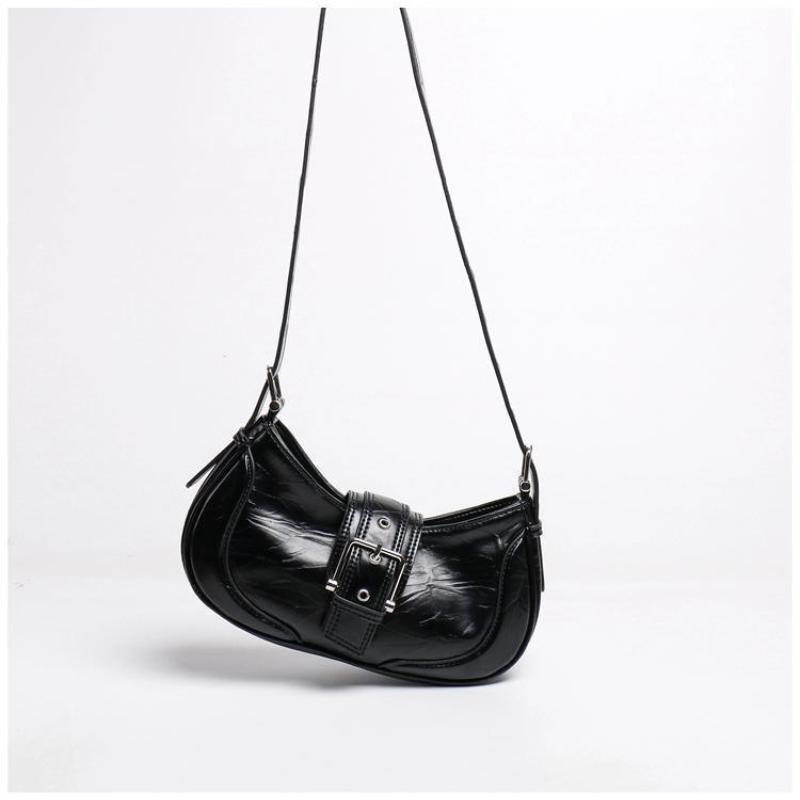 Women  Fashion Shoulder Bags Black PU Leather Underarm Bags Ladies High Quality Handbags Hot Girls Armpit Bags Wallet Purse