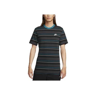 T-shirt da Uomo a Maniche Corte con Girocollo e Patchwork a Strisce con Logo Club Ricamato Nero FD1359-010