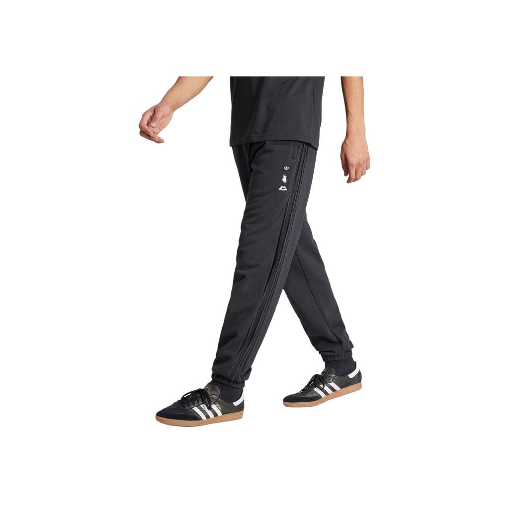 Adidas Originals Mickey Mouse Collaboration SS24 Mickey Pattern Logo Solid Color Striped Side Tapered Knit Sports Pants Men Pants Black IY2267