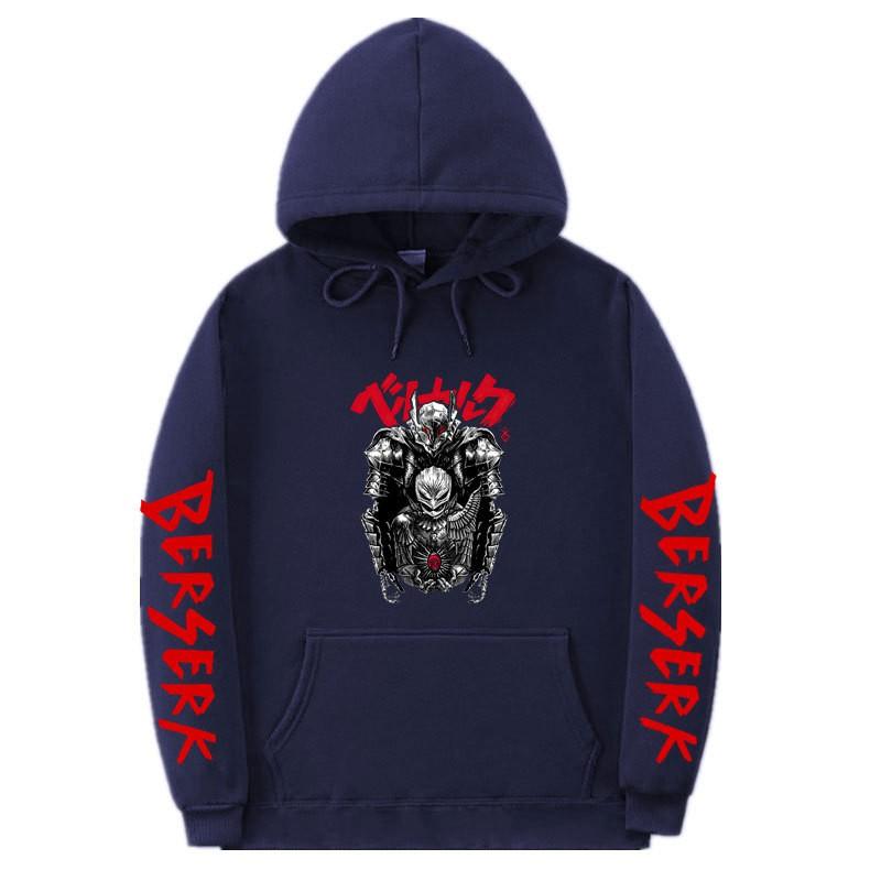 Berserk Anime Hooded Fleece Sweatshirt Men Unisex Streetwear Oversized Pullover Casual Sportswear