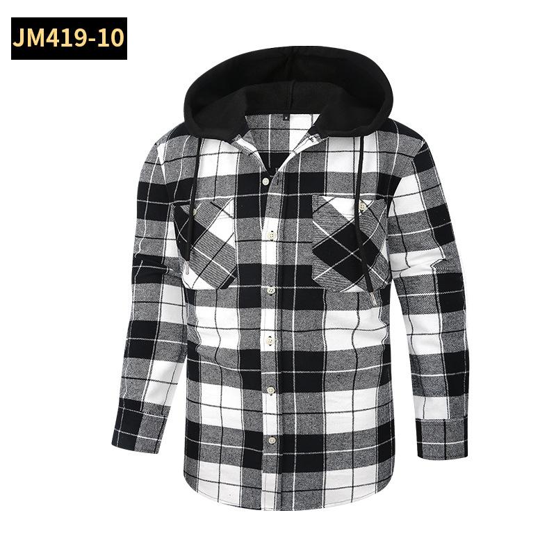 Hooded Flannel Shirt Jackets for Men Long Sleeve Loose Fit Button Down Work Shirts Outwear Men's Casual Plaid Heavyweight Hoodies Shirt With Pockets