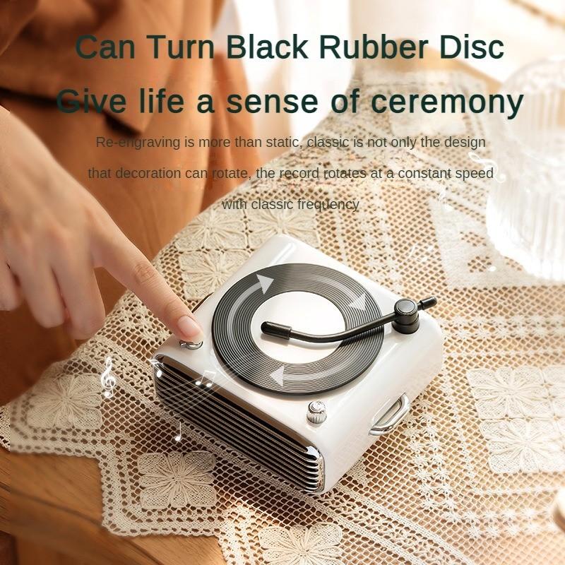 5W Tragbarer Solo-Player Retro Plattenspieler mit Radio und TF-Karten-Einschub 6D Stereo-Soundeffekt Bluetooth-Lautsprecher 130*115*60mm