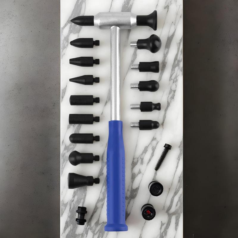 Dellen Reparaturset Karosserieschaden Auto Hammer Lackschonend Multifunktionale Dellenreparaturwerkzeuge Mit 15 Wechselköpfen Für Auto LKW