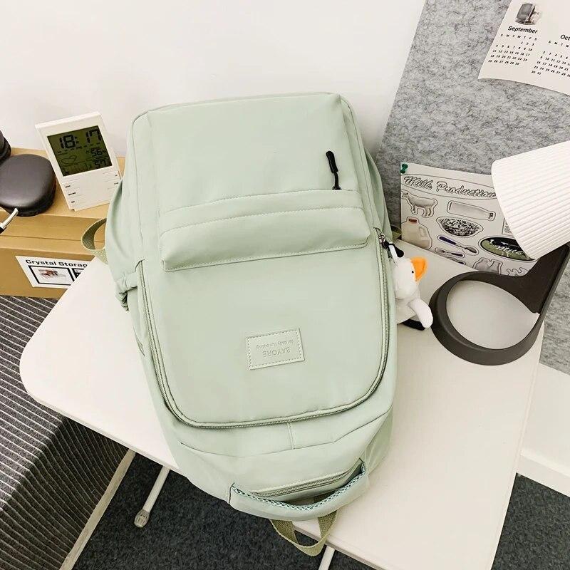 Αδιάβροχη εφηβική τσάντα βιβλίου Nylon σακίδιο πλάτης μόδας για κορίτσια Γυναικεία τσάντα ώμου Σχολική τσάντα γυμνασίου Μαύρη Mochila