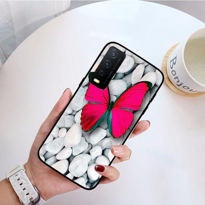 Red Butterfly Roses Flower Phone Cover For Vivo Y31 Y30 Y33S Y11S Y12S Y17 Y20 Y20S Y21S Y1S Y53S Y15 Y19 Y91C V23 Cases Coque
