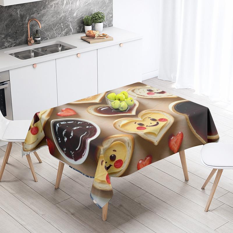 Soyut Sanat Yemek İllüstrasyonu Masa Örtüsü Yağ Geçirmez Masa Örtüsü Su Geçirmez Piknik Kumaşı Nordic Ev Dekorasyonu