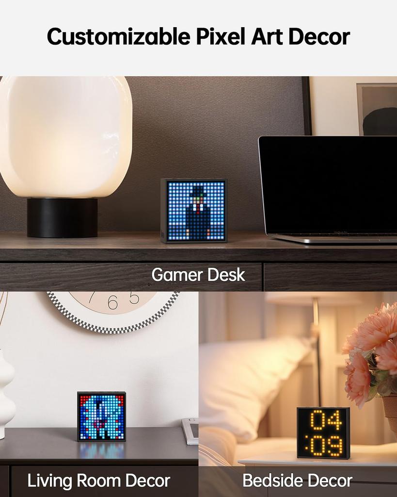 Divoom Timebox Evo Přenosný Bluetooth reproduktor Přehrávání hudby RGB/Vylepšené basy/S hodinami/Pixel Art/Multifunkční použití/Hands-free volání/256