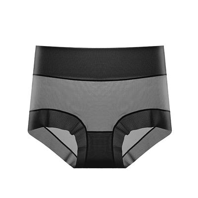 High Waist Panties Seamless Ice Silk Briefs for Women Antibacterial File Plus Size Sheer Mesh Underwear for Women