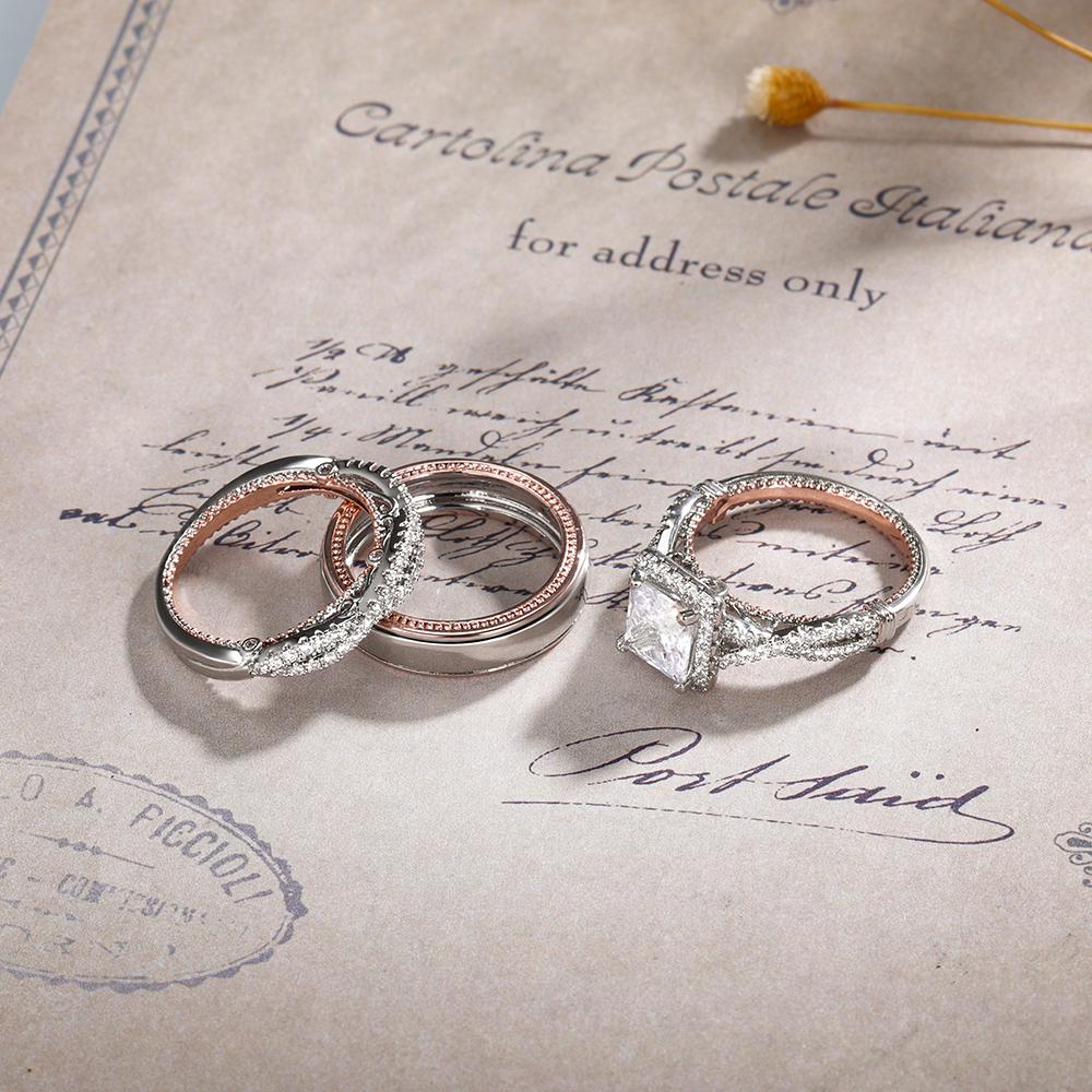 Trendy Wedding Set Rings for Women Luxury Stackable Lady Finger Jewelry Accessories Valentine's Day Gift  Men Rings